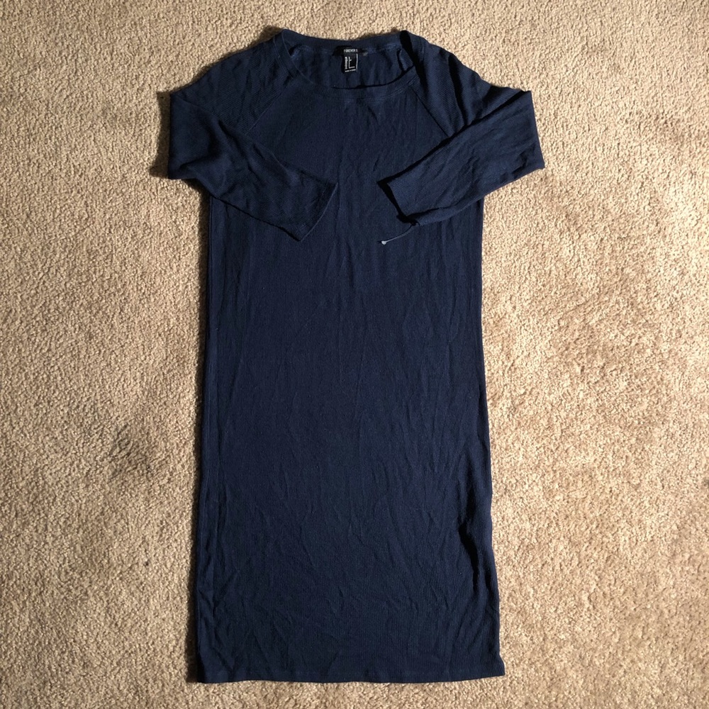 Women’s forever 21 navy blue shirt dress - small
